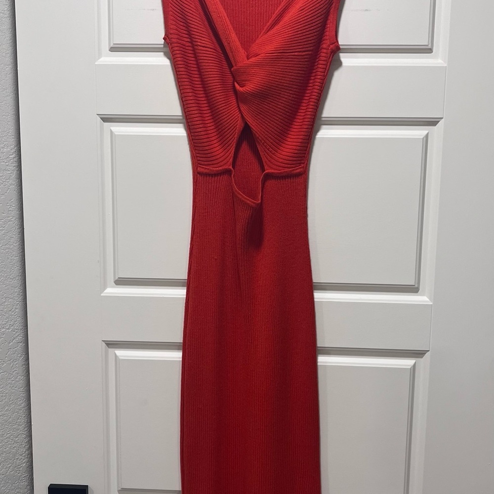 Elegant Red Knit Dress